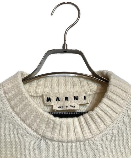 MARNI（マルニ）MARNI (マルニ) ボーダー切替ニット ホワイト×ブラック サイズ:46の古着・服飾アイテム
