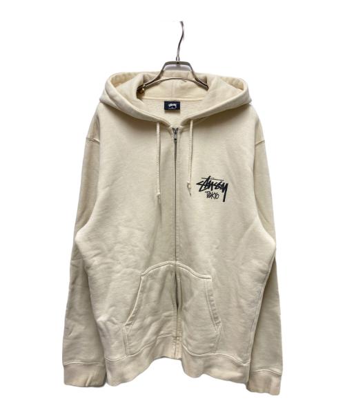 stussy（ステューシー）stussy (ステューシー) ロゴジップアップパーカー ベージュ サイズ:Ⅿの古着・服飾アイテム