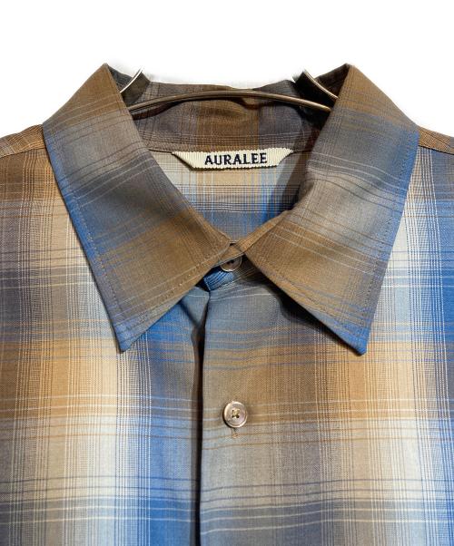 AURALEE（オーラリー）AURALEE (オーラリー) SUPER LIGHT WOOL CHECK SHIRT ブルー サイズ:4の古着・服飾アイテム