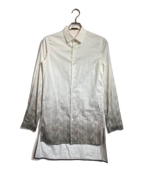 ANN DEMEULEMEESTER（アンドゥムルメステール）ANN DEMEULEMEESTER (アンドゥムルメステール) グラデーションロングシャツ ホワイト サイズ:XXSの古着・服飾アイテム