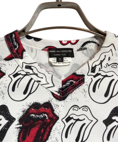COMME des GARCONS HOMME PLUS（コムデギャルソンオムプリュス）COMME des GARCONS HOMME PLUS (コムデギャルソンオムプリュス) ROLLING STONES (ローリングストーンズ) リップ総柄カットソー ホワイト サイズ:Sの古着・服飾アイテム