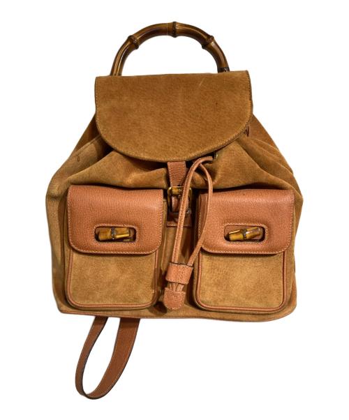 GUCCI（グッチ）GUCCI (グッチ) バンブー×スエードリュック ブラウンの古着・服飾アイテム