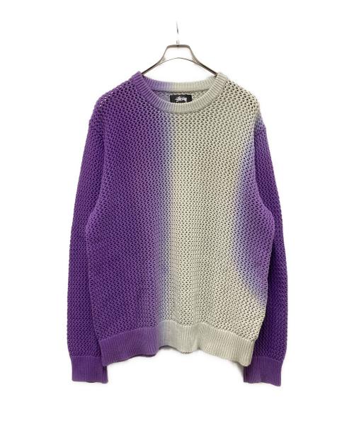stussy（ステューシー）stussy (ステューシー) Dyed Loose Guage sweater パープル×アイボリー サイズ:Ｌの古着・服飾アイテム