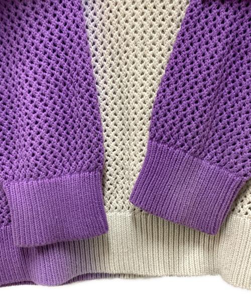 stussy（ステューシー）stussy (ステューシー) Dyed Loose Guage sweater パープル×アイボリー サイズ:Ｌの古着・服飾アイテム