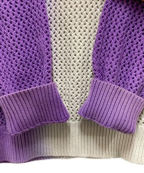 stussy（ステューシー）stussy (ステューシー) Dyed Loose Guage sweater パープル×アイボリー サイズ:Ｌの古着・服飾アイテム