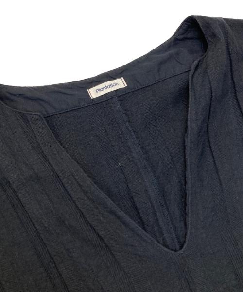 plantation（プランテーション）plantation (プランテーション) BIZEN WAVE Vネックワンピース ブラック サイズ:Mの古着・服飾アイテム