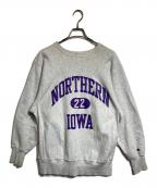 Championチャンピオン）の古着「アーチ3段カレッジロゴリバースウィーブスウェット」｜グレー