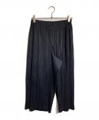 PLEATS PLEASEプリーツプリーズ）の古着「プリーツワイドクロップパンツ」｜ブラック