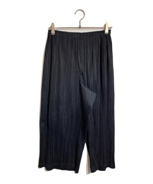 PLEATS PLEASE（プリーツプリーズ）PLEATS PLEASE (プリーツプリーズ) プリーツワイドクロップパンツ ブラック サイズ:2の古着・服飾アイテム