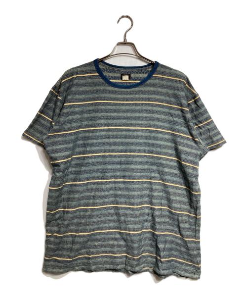 RRL（ダブルアールエル）RRL (ダブルアールエル) インディゴ ストライプド Tシャツ/Indigo Striped T-shirt ネイビー サイズ:XXLの古着・服飾アイテム