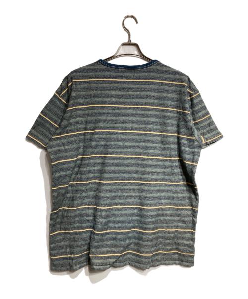 RRL（ダブルアールエル）RRL (ダブルアールエル) インディゴ ストライプド Tシャツ/Indigo Striped T-shirt ネイビー サイズ:XXLの古着・服飾アイテム