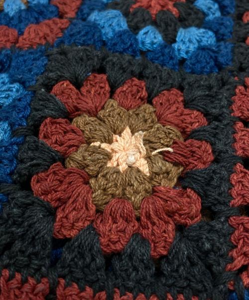 STORY mfg（ストーリーエムエフジー）STORY mfg (ストーリーエムエフジー) piece scarf レッド×ブルーの古着・服飾アイテム