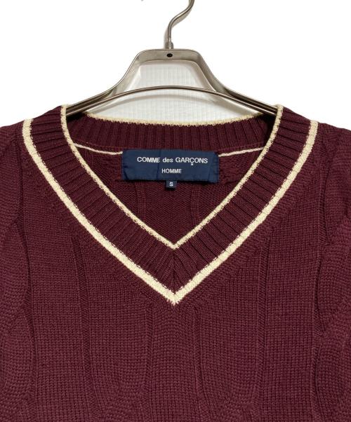 COMME des GARCONS HOMME（コムデギャルソン オム）COMME des GARCONS HOMME (コムデギャルソン オム) チルデンケーブルニット/Cardigan cable knit レッド サイズ:Sの古着・服飾アイテム