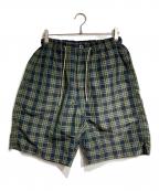 COMME des GARCONS HOMMEコムデギャルソン オム）の古着「ラミーチェックハーフパンツ/Ramie Check Half Pants」｜グリーン