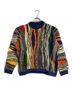 Coogiクージー）の古着「3Dコラージュニット」｜ネイビー×オレンジ