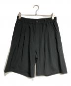 YOKEヨーク）の古着「WOOL TROPICAL WIDE-LEG EASY SHORTS/ウール製トロピカルワイドレッグイージーショーツ」｜ブラック