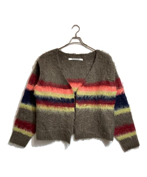 PERVERZE（パーバーズ）PERVERZE (パーバーズ) Double Stripe Knit Cardigan ブラウン サイズ:Fの古着・服飾アイテム