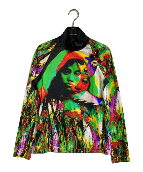 Jean Paul Gaultier FEMME（ジャンポールゴルチエ フェム）Jean Paul Gaultier FEMME (ジャンポールゴルチェフェム) 総柄ハイネックカットソー グリーン サイズ:40の古着・服飾アイテム