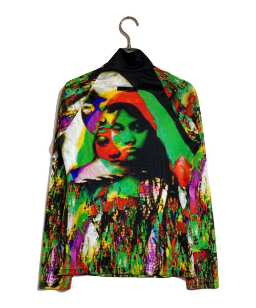 Jean Paul Gaultier FEMME（ジャンポールゴルチエ フェム）Jean Paul Gaultier FEMME (ジャンポールゴルチェフェム) 総柄ハイネックカットソー グリーン サイズ:40の古着・服飾アイテム