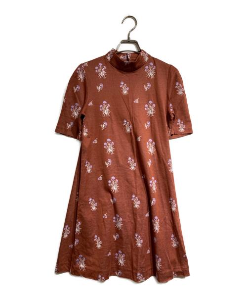 Mame Kurogouchi（マメクロゴウチ）mame kurogouchi (マメクロゴウチ) FLOWER JACQUARD DRESS/フラワー・ジャカード・ドレス ブラウン サイズ:1の古着・服飾アイテム
