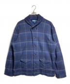 POLO RALPH LAURENポロ・ラルフローレン）の古着「チェックウールショールカラージャケット」｜ネイビー