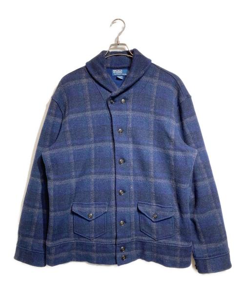 POLO RALPH LAUREN（ポロ・ラルフローレン）POLO RALPH LAUREN (ポロ・ラルフローレン) チェックウールショールカラージャケット ネイビー サイズ:XLの古着・服飾アイテム