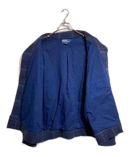 POLO RALPH LAUREN（ポロ・ラルフローレン）POLO RALPH LAUREN (ポロ・ラルフローレン) チェックウールショールカラージャケット ネイビー サイズ:XLの古着・服飾アイテム