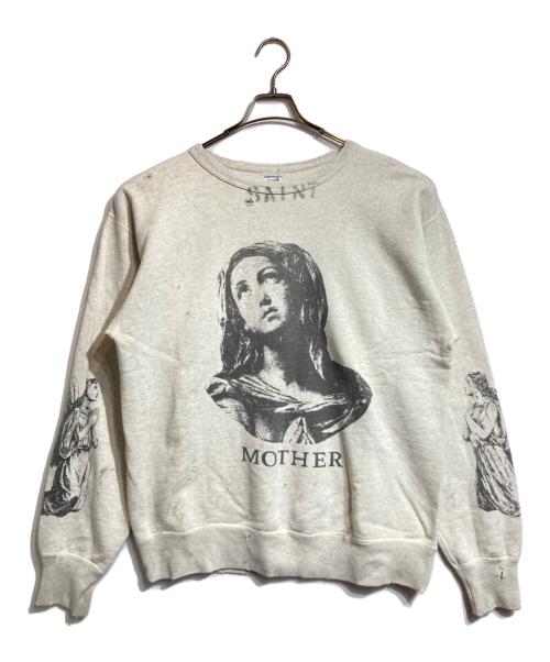 SAINT MICHAEL（セントマイケル）SAINT MICHAEL (セントマイケル) ダメージ加工 クルーネックスウェット グレー サイズ:Lの古着・服飾アイテム
