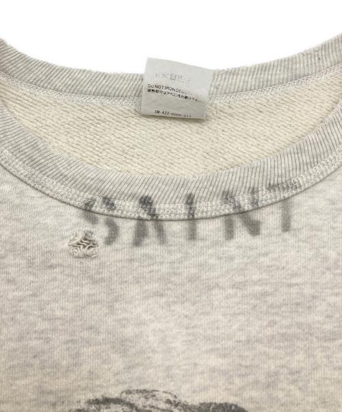 SAINT MICHAEL（セントマイケル）SAINT MICHAEL (セントマイケル) ダメージ加工 クルーネックスウェット グレー サイズ:Lの古着・服飾アイテム