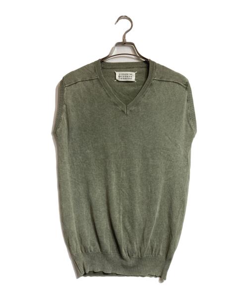 MARTIN MARGIELA（マルタン・マルジェラ）Martin Margiela (マルタン・マルジェラ) フェード加工vネックニットベスト グリーン サイズ:Mの古着・服飾アイテム