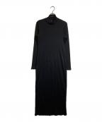 tricot COMME des GARCONSトリココムデギャルソン）の古着「ハイネックプリーツロングワンピース」｜ブラック