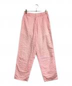 tricot COMME des GARCONSトリココムデギャルソン）の古着「ギンガムチェックワイドパンツ/Gingham check wide pants」｜ピンク