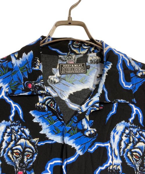 Hysteric Glamour（ヒステリックグラマー）Hysteric Glamour (ヒステリックグラマー) WOLF AND LIGHTNING shirt/ウォルフ＆ライトニングシャツ ブルー サイズ:Lの古着・服飾アイテム