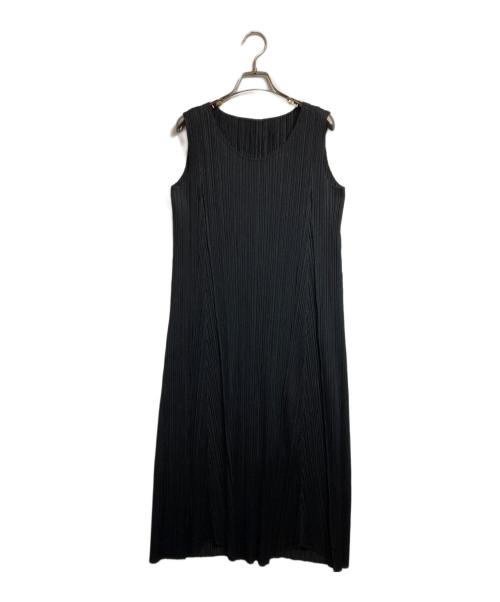 PLEATS PLEASE（プリーツプリーズ）PLEATS PLEASE (プリーツプリーズ) ノースリーブプリーツワンピース ブラック サイズ:2の古着・服飾アイテム