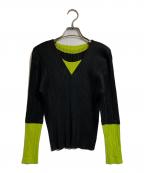 PLEATS PLEASEプリーツプリーズ）の古着「バイカラープリーツカットソー」｜ブラック