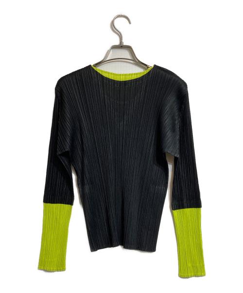 PLEATS PLEASE（プリーツプリーズ）PLEATS PLEASE (プリーツプリーズ) バイカラープリーツカットソー ブラック サイズ:3の古着・服飾アイテム