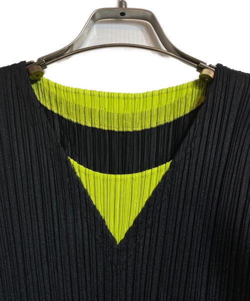 PLEATS PLEASE（プリーツプリーズ）PLEATS PLEASE (プリーツプリーズ) バイカラープリーツカットソー ブラック サイズ:3の古着・服飾アイテム