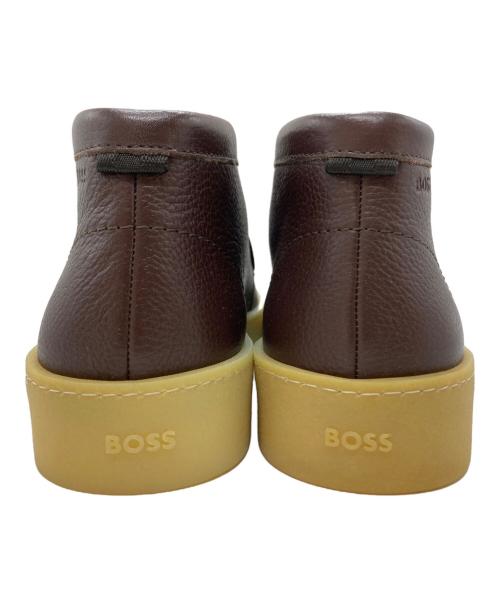 BOSS（ボス）BOSS (ボス) グレインレザー モカシン ブーツ ブラウン サイズ:40の古着・服飾アイテム