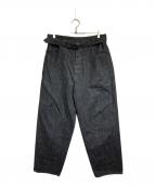 COMOLIコモリ）の古着「ベルテッドデニムパンツ」｜ブラック