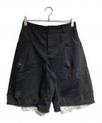 neith tokyoネイス）の古着「Twill Lingerie Half Pants/トゥウィル ランジェリー ハーフ パンツ」｜ブラック