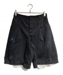 neith tokyo（ネイス）の古着「Twill Lingerie Half Pants/トゥウィル ランジェリー ハーフ パンツ」｜ブラック