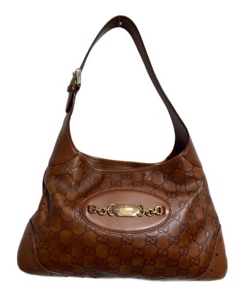 GUCCI（グッチ）GUCCI (グッチ) GGグッチシマワンショルダーバッグ ブラウンの古着・服飾アイテム