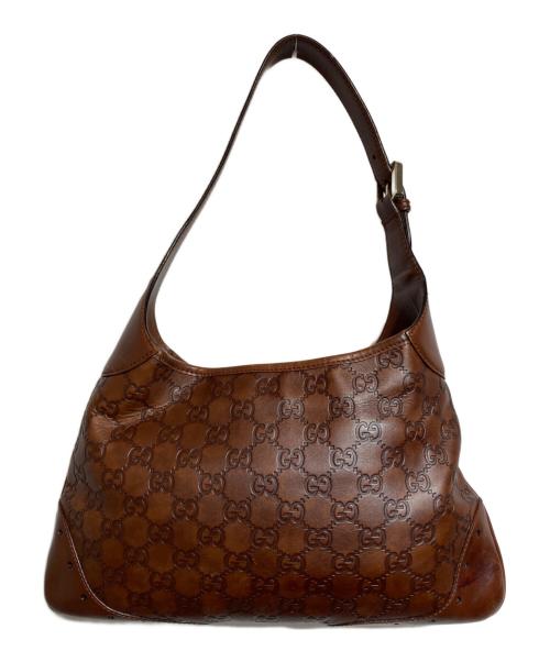 GUCCI（グッチ）GUCCI (グッチ) GGグッチシマワンショルダーバッグ ブラウンの古着・服飾アイテム