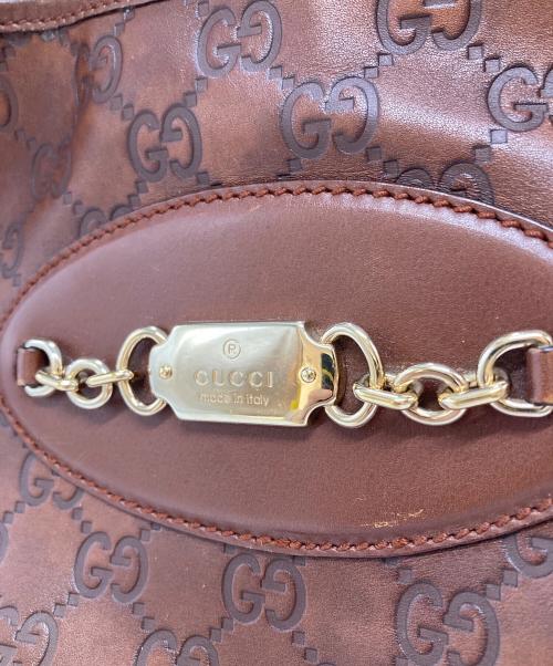 GUCCI（グッチ）GUCCI (グッチ) GGグッチシマワンショルダーバッグ ブラウンの古着・服飾アイテム