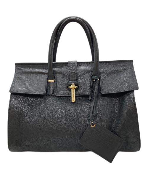 BALENCIAGA（バレンシアガ）BALENCIAGA (バレンシアガ) チューブラウンド レザーハンドバッグ ブラックの古着・服飾アイテム