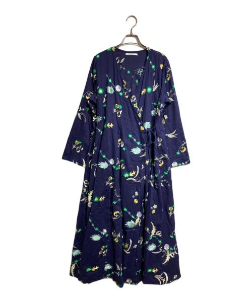 ne quittez pas（ヌキテパ）ne quittez pas (ヌキテパ) Cotton Herbarium Embroidery Gown/綿製ハーバリウム刺繍ガウン ネイビー サイズ:Freeの古着・服飾アイテム