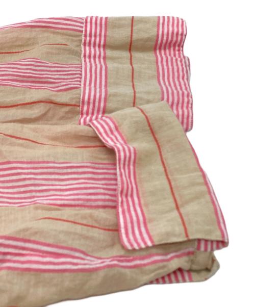 ne quittez pas（ヌキテパ）ne quittez pas (ヌキテパ) Cotton Stripe V Neck Dress/コットンストライプ Vネックドレス ピンク サイズ:Sの古着・服飾アイテム