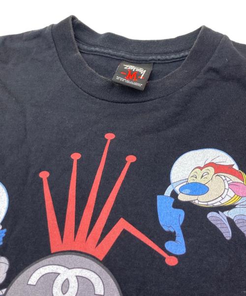 stussy（ステューシー）stussy (ステューシー) Ren&Stimpy Tee ブラック サイズ:Mの古着・服飾アイテム