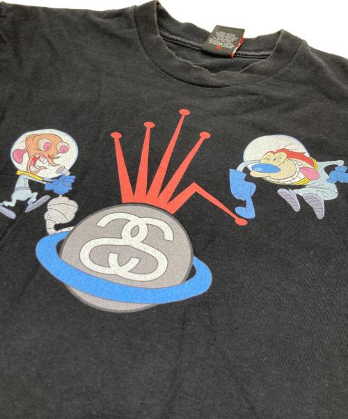 stussy（ステューシー）stussy (ステューシー) Ren&Stimpy Tee ブラック サイズ:Mの古着・服飾アイテム