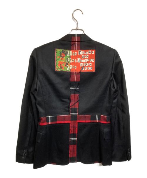COMME des GARCONS HOMME PLUS（コムデギャルソンオムプリュス）COMME des GARCONS HOMME PLUS (コムデギャルソンオムプリュス) ェック柄切替テーラードジャケット ブラック サイズ:SSの古着・服飾アイテム